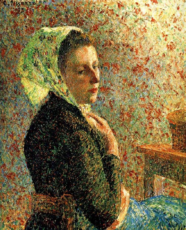 Camille Pissarro Department of green headscarf woman china oil painting image